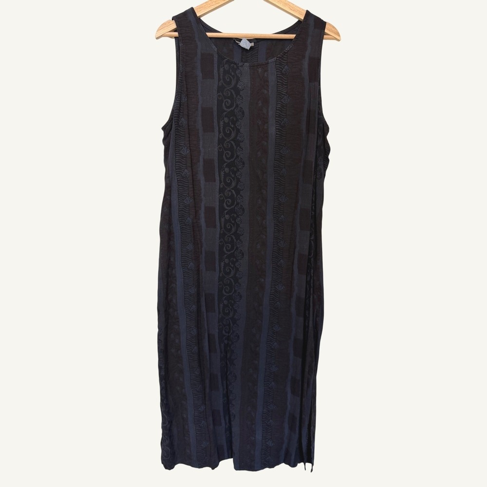 90's Notations Mens Sleeveless Midi Dress Scroll Geometric Print Large